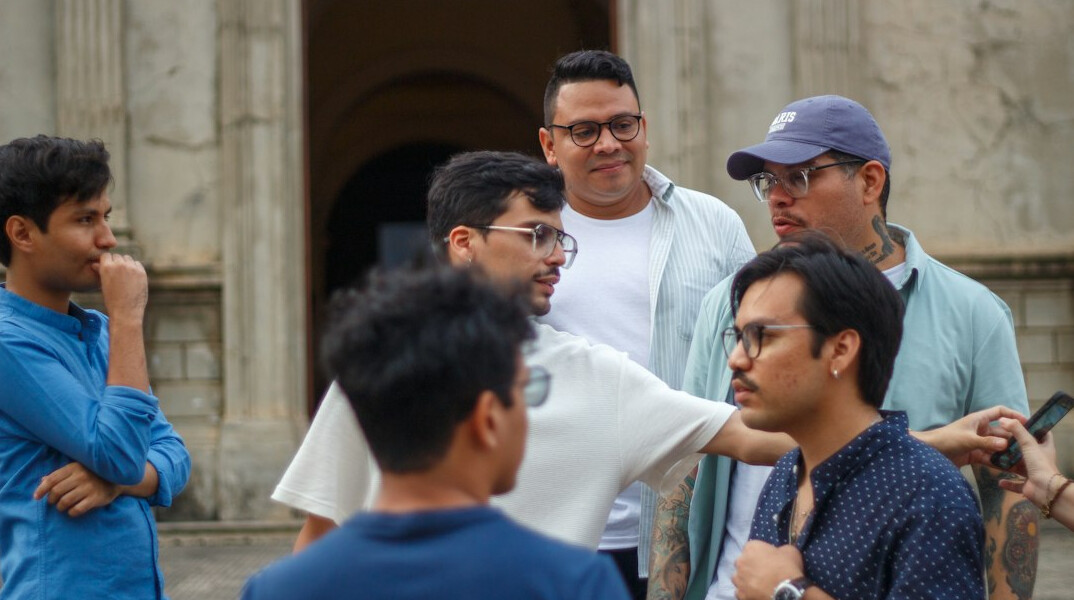 group of friends talking