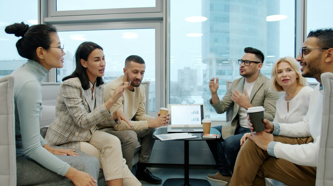 diverse people in discussion
